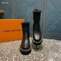 Louis Vuitton Women Shoes LV Beaubourg Ankle Boot Black Calf Leather Wool (4)