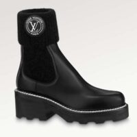 Louis Vuitton Women Shoes LV Beaubourg Ankle Boot Black Calf Leather Wool