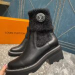 Louis Vuitton Women Shoes LV Beaubourg Ankle Boot Black Calf Leather Wool – Bild 9