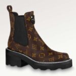 Scarpe da donna Louis Vuitton LV Beaubourg Stivaletto alla caviglia Cacao Vernice Monogram Canvas