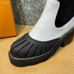 Louis Vuitton Women Shoes LV Beaubourg Ankle Boot Ecru White Calf Leather Neoprene - Image 8