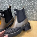 Louis Vuitton Women Shoes LV Beaubourg Ankle Boot Khaki Green Calf Leather Neoprene - Imagen 7