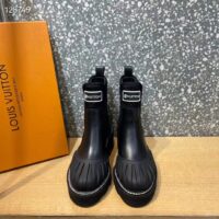 Louis Vuitton Women Shoes LV Ruby Flat Ankle Boot Black Rubberized Calf Leather (5)