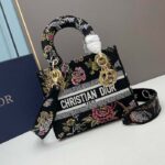 Dior Women CD Medium Lady D-Lite Bag Black Multicolor Jardin Botanique Embroidery - Image 2