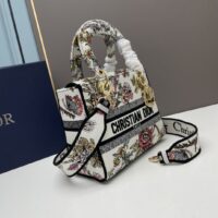 Dior Women CD Medium Lady D-Lite Bag White Multicolor Jardin Botanique Embroidery (1)