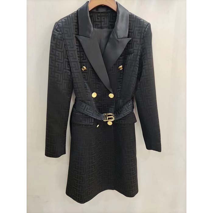 Givenchy Women Check Panel Cotton Gabardine Trench Coat-Black