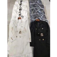 Givenchy Women Check Panel Cotton Gabardine Trench Coat-Black (3)
