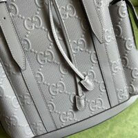 Gucci GG Unisex GG Embossed Backpack Grey GG Embossed Leather (1)