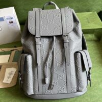 Gucci GG Unisex GG Embossed Backpack Grey GG Embossed Leather (1)