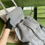 Gucci GG Unisex GG Embossed Backpack Grey GG Embossed Leather – Bild 9