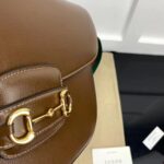 Gucci GG Unisex Horsebit 1955 Shoulder Bag Brown Leather Green Red Web – Image 9