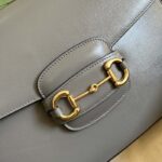 Gucci GG Unisex Horsebit 1955 Shoulder Bag Grey Leather Flap Closure - immagine 7