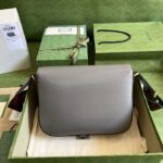 Gucci GG Unisex Horsebit 1955 Shoulder Bag Grey Leather Flap Closure - immagine 3