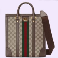 Gucci GG Unisex Ophidia Medium Tote Bag Beige Ebony GG Supreme Canvas (1)