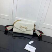 Gucci GG Women Gucci Horsebit 1955 Small Bag White Leather (8)