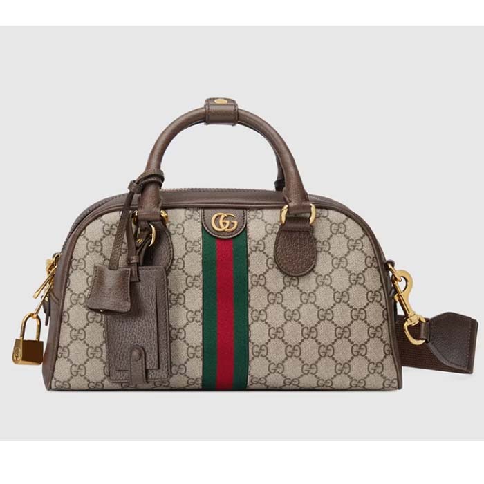 Gucci GG Women Ophidia Medium GG Top Handle Bag Beige Ebony Supreme (1)