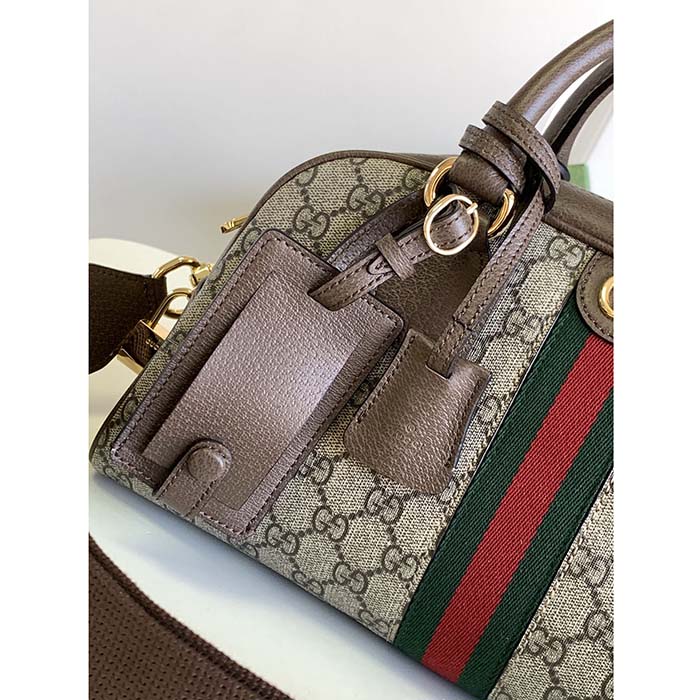 Gucci GG Women Ophidia Medium GG Top Handle Bag Beige Ebony Supreme (3)