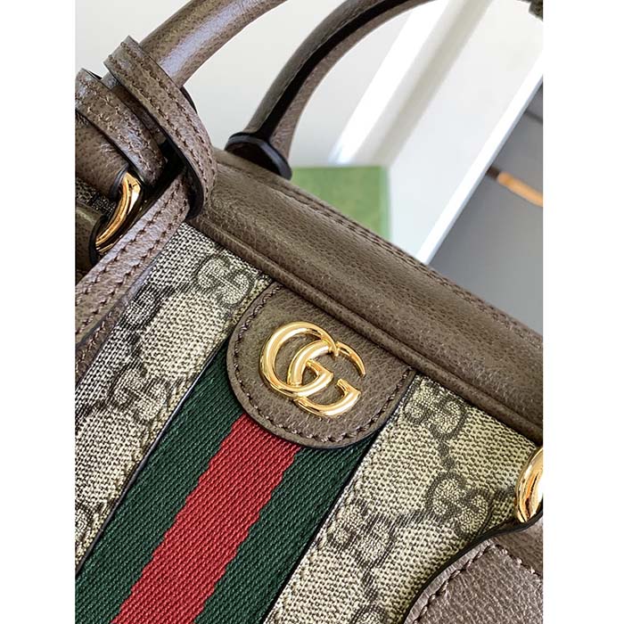 Gucci GG Women Ophidia Medium GG Top Handle Bag Beige Ebony Supreme (7)