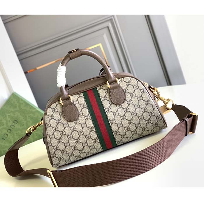 Gucci GG Women Ophidia Medium GG Top Handle Bag Beige Ebony Supreme (8)