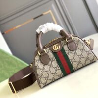 Gucci GG Women Ophidia Mini GG Top Handle Bag Beige Ebony Supreme (1)