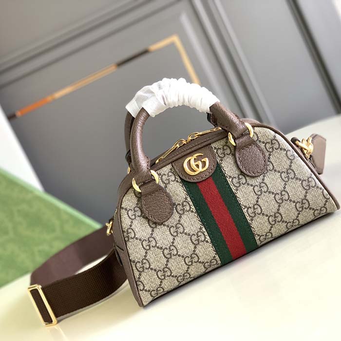 Gucci GG Women Ophidia Mini GG Top Handle Bag Beige Ebony Supreme (10)