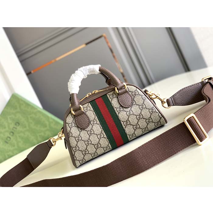 Gucci GG Women Ophidia Mini GG Top Handle Bag Beige Ebony Supreme (7)