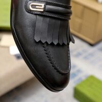 Gucci Men’s GG Loafer Mirrored G Black Leather Fringe Low 3 Cm Heel (1)