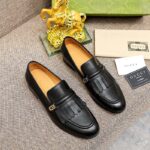 Gucci Men's GG Loafer Mirrored G Black Leather Fringe Low 3 Cm Heel - Image 2