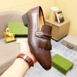 Gucci Men's GG Loafer Mirrored G Brown Leather Fringe Low 3 Cm Heel - immagine 8