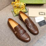 Gucci Men's GG Loafer Mirrored G Brown Leather Fringe Low 3 Cm Heel - immagine 3