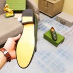 Gucci Men's GG Loafer Mirrored G Dark Green Leather Fringe Low Heel - Image 10