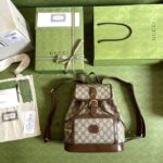 Gucci Unisex Backpack Interlocking G Beige Beige Ebony GG Supreme Canvas - immagine 7