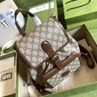 Gucci Unisex Backpack Interlocking G Beige Beige Ebony GG Supreme Canvas (3)