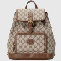 Gucci Unisex Backpack Interlocking G Beige Beige Ebony GG Supreme Canvas (3)