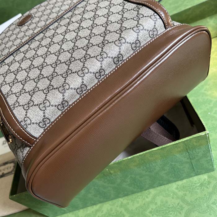 Gucci Unisex Backpack Interlocking G Beige Ebony GG Supreme Canvas (2)