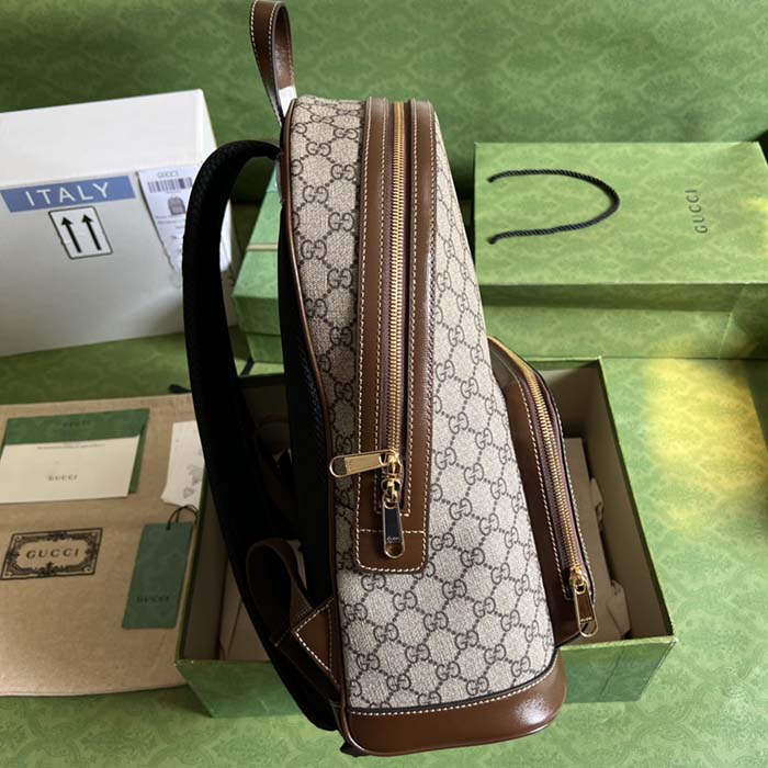 Gucci Unisex Backpack Interlocking G Beige Ebony GG Supreme Canvas (4)