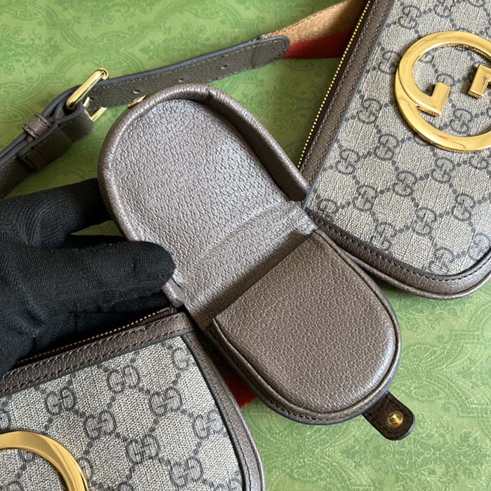 Gucci Unisex Blondie Mini Belt Bag Beige Ebony GG Supreme Canvas (10)