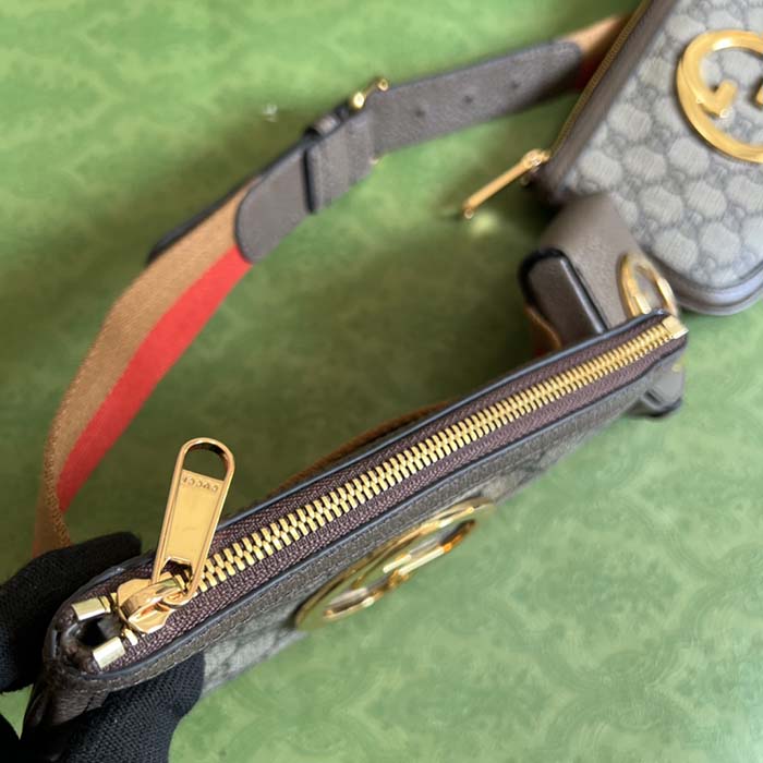 Gucci Unisex Blondie Mini Belt Bag Beige Ebony GG Supreme Canvas (11)