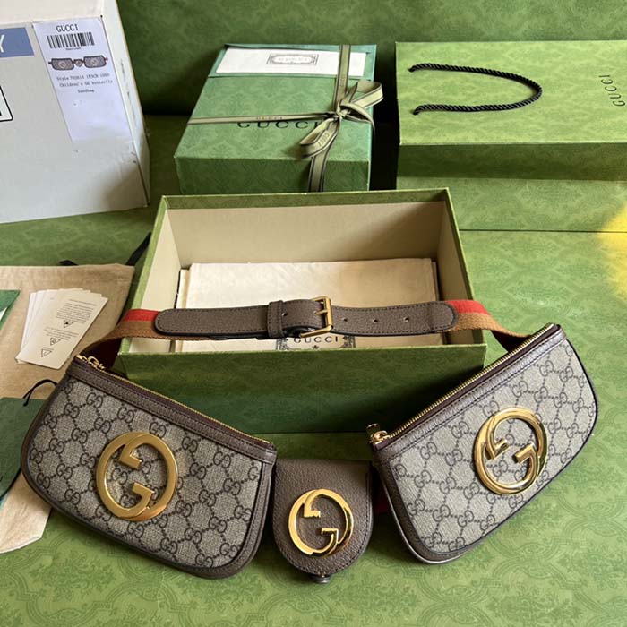 Gucci Unisex Blondie Mini Belt Bag Beige Ebony GG Supreme Canvas (12)