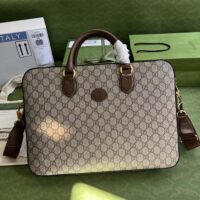 Gucci Unisex Business Case Interlocking G Beige Ebony GG Supreme Canvas (1)
