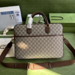 Gucci Unisex Business Case Interlocking G Beige Ebony GG Supreme Canvas - Image 3