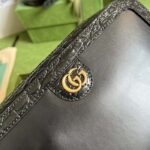 Gucci Unisex Crocodile Trim Shoulder Bag Double G Black Leather Zip Closure - Image 7