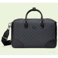 Gucci Unisex Duffle Bag Interlocking G Black GG Supreme Canvas Leather (3)