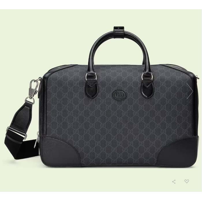 Gucci GG Supreme Monogram Black Canvas Leather Trim Web Strap Mini Tot –  Queen Bee of Beverly Hills