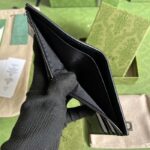 Gucci Unisex GG Embossed Money Clip Embossed Black Leather Viscose Lining - Imagen 5