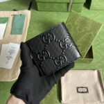 Gucci Unisex GG Embossed Money Clip Embossed Black Leather Viscose Lining - Imagen 2