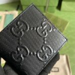 Gucci Unisex GG Embossed Money Clip Embossed Black Leather Viscose Lining - Imagen 4