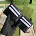 Gucci Unisex GG Embossed Money Clip Embossed Black Leather Viscose Lining - Imagen 6