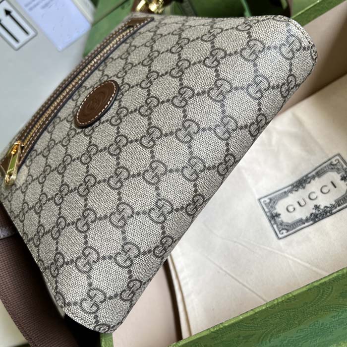 Gucci Unisex GG Supreme Messenger Bag Beige Ebony GG Supreme Canvas (9)