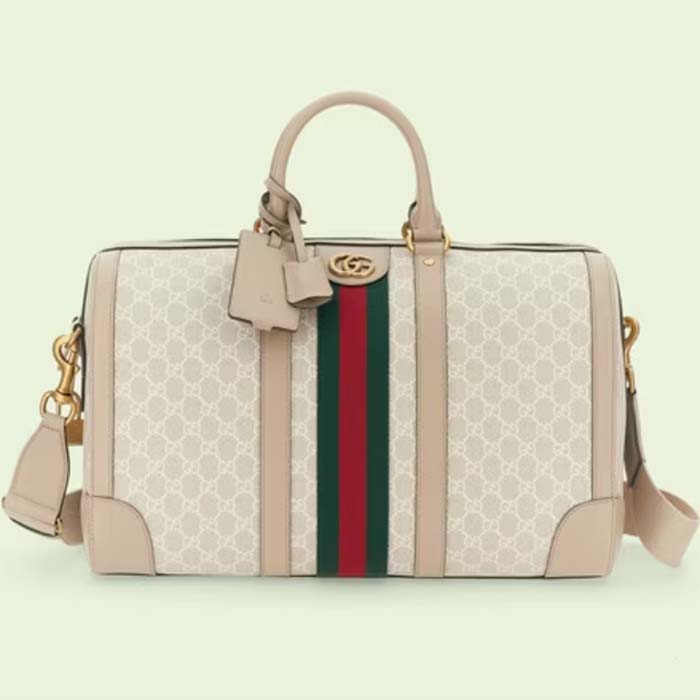 Gucci Monogram GG Supreme Savoy Duffle Bag with Strap 1GG1221